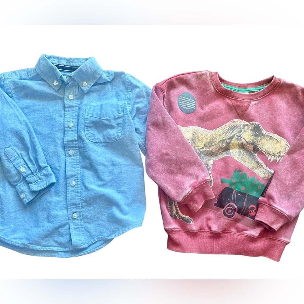 Boys 3T Bundle Jurassic Park Sweatshirt & Children’s Place Blue Dress Shirt